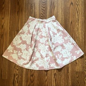 Dusty Rose skirt w/ soft white floral pattern